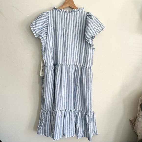 NWT Eliza J Stripe Flutter Cap Sleeve Babydoll Dress - Picture 6 of 6